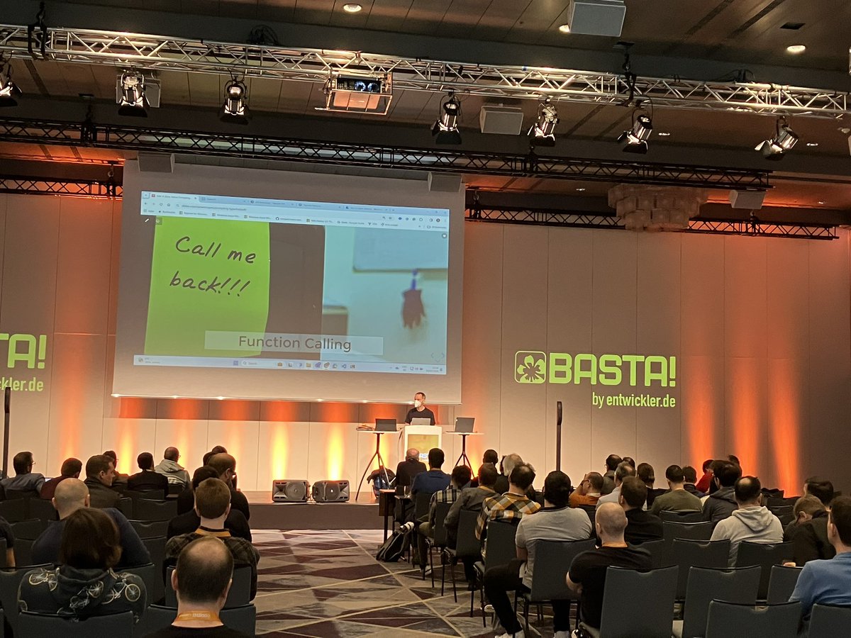 BASTAcon's tweet image. Alle Entwickler:in aufgepasst: Hier gibts wichtige #ChatGPT-Prompting-Techniken! @rstropek stellt &quot;Function Calling&quot; vor und zeigt #Frameworks wie #TypeChat, die eine große Hilfe bei der Integration von ChatGPT in eigene Apps sein können. #Prompting #BASTAcon