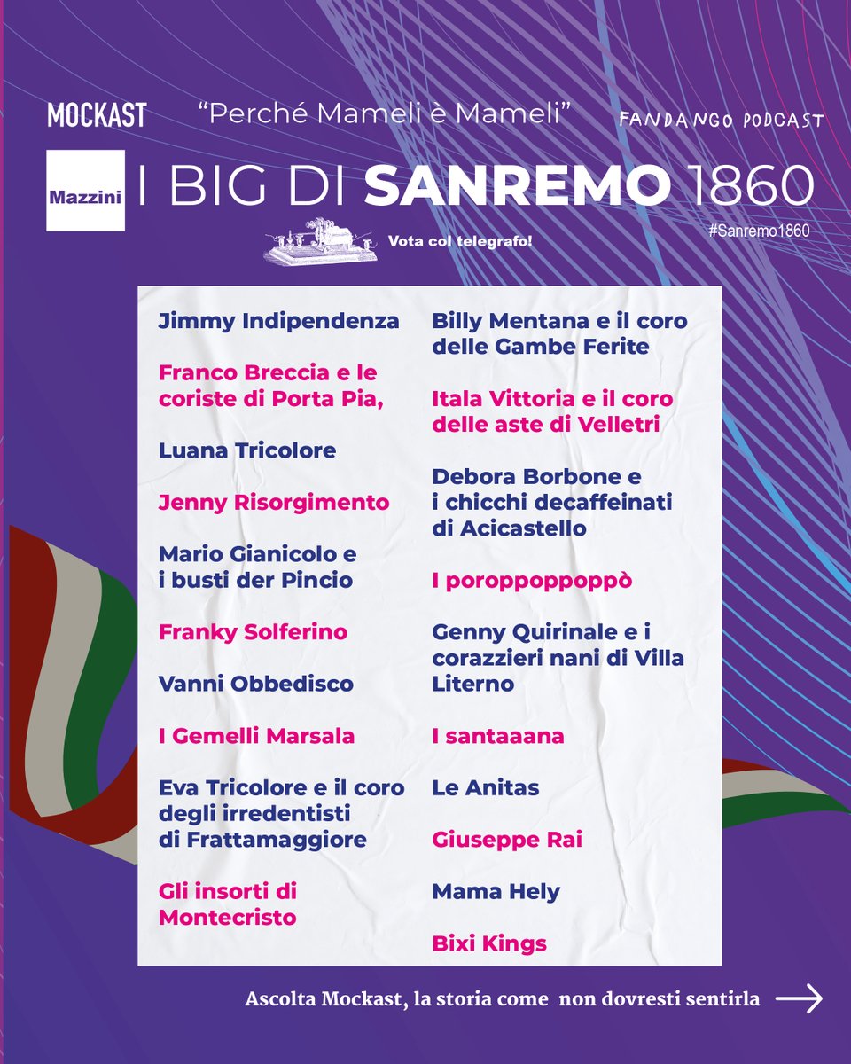 I tre "storici" <a href="/johnnypalomba/">johnny palomba</a>, <a href="/simonegiacinti/">Simone Giacinti</a> e <a href="/munendo/">おつて</a> fanno luce sulla storia mai raccontata del primo festival di Sanremo, con documenti esclusivi e le canzoni originali che parteciparono alla kermesse presentate da Ugo Mario Pignatta e improbabili artisti.