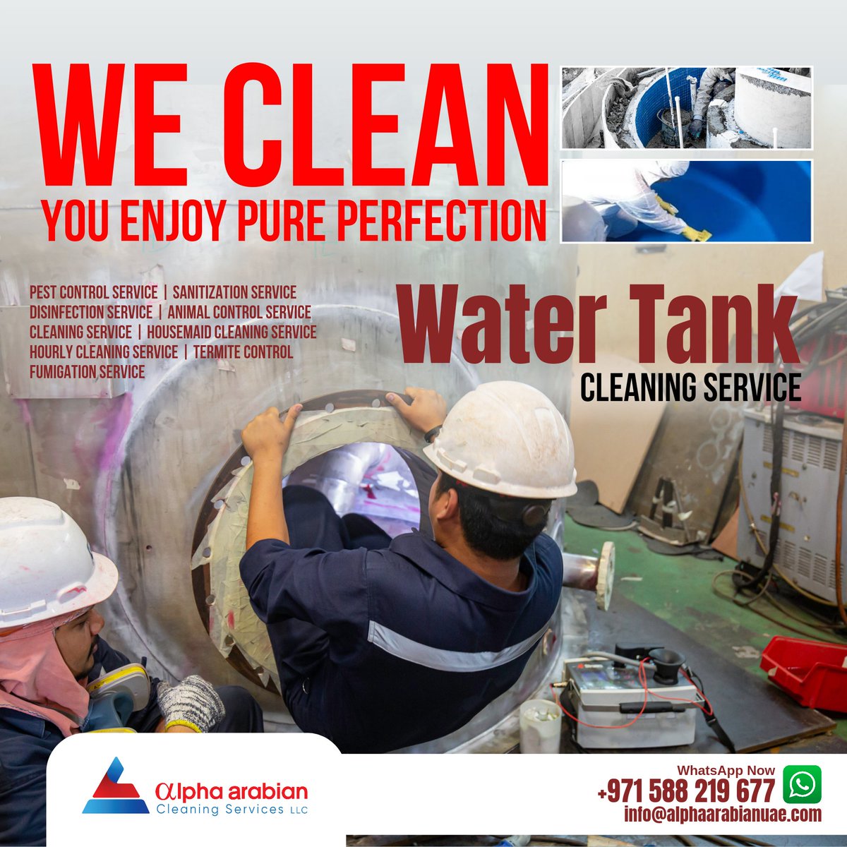 Experience the sparkle and shine with Alpha Arabian top-notch water tank cleaning service! 
 Call: +971588219677 or Log on to: alphaarabianuae.com/water-tank-cle…

#watertankcleaning #watertankcleaningservice #sintextank #watercleaning #cleaningservices #cleaningservicedubai #dubai