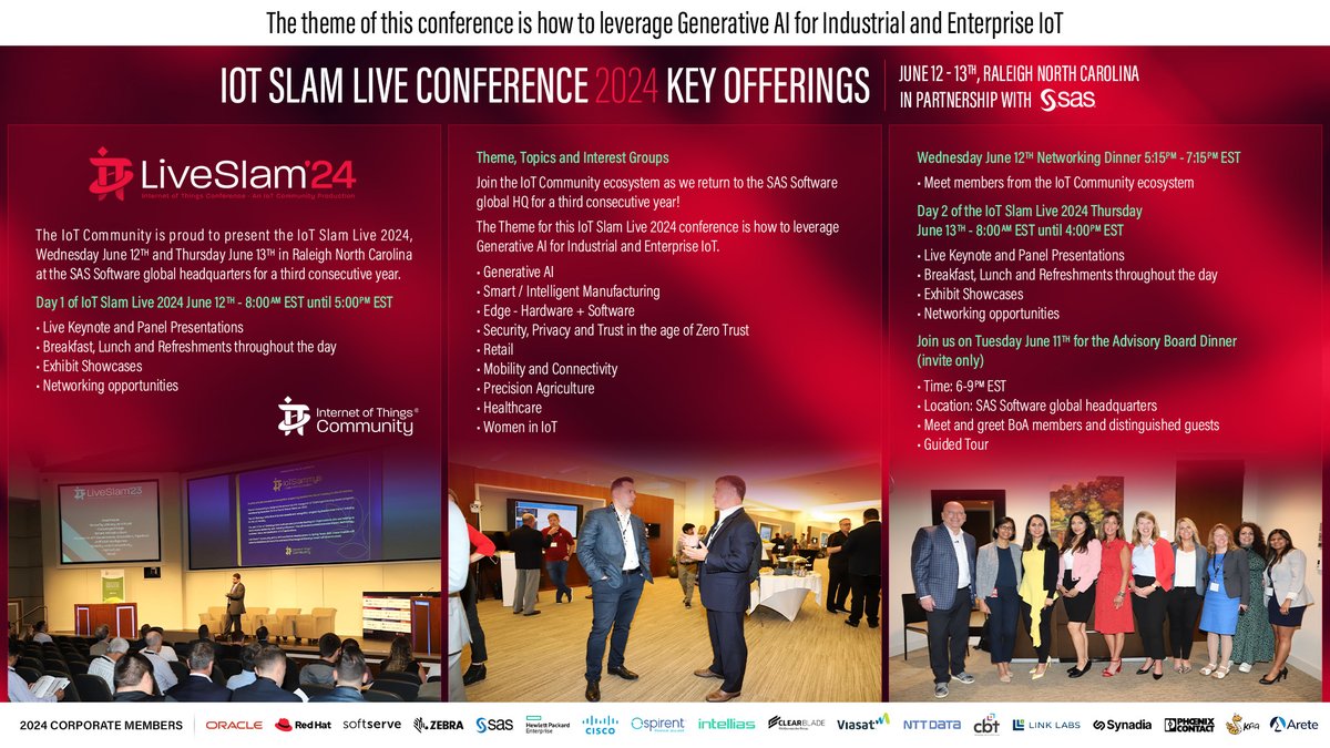 IoTchannel's tweet photo. The #IoTCommunity is thrilled to announce the IoT Slam Live 2024, being held @SAS HQ in Cary, North Carolina, from June 12th to 13th. Also available online via Linkedin Live.
To register your interest please click on the link below.
https://t.co/Dmc4WrhLOZ
#IoTSlam #IoT #SlamLive https://t.co/59QjFX6W9h