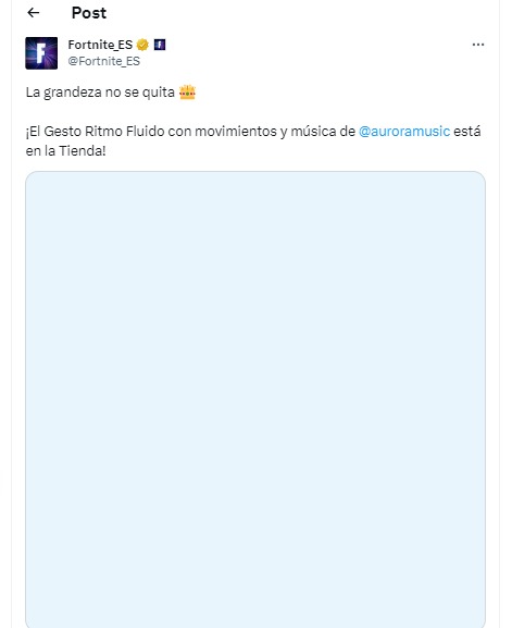 Jorge_Most's tweet photo. Un emote o canción de auroramusic podría llegar próximamente, la cuenta oficial de Fortnite se equivocó en la descripción del nuevo baile, indicando que era de ella, lo borraron al instante.

• Gracias a @LycaosWolfang , @CenturionGato y @Jorge5867YT por avisarme. https://t.co/knt1REGAdw