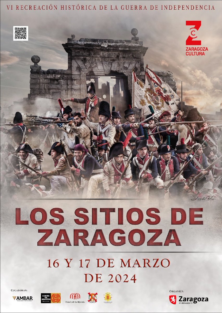 Ya podemos anunciar la VI recreación histórica de los Sitios de Zaragoza de 1808-1809.
Tendrá lugar los días 16 y 17 de marzo. <a href="/ZCultura/">Zaragoza Cultura</a>
En esta edición el cartel es de <a href="/Jordibrufotos/">Jordi Bru</a>