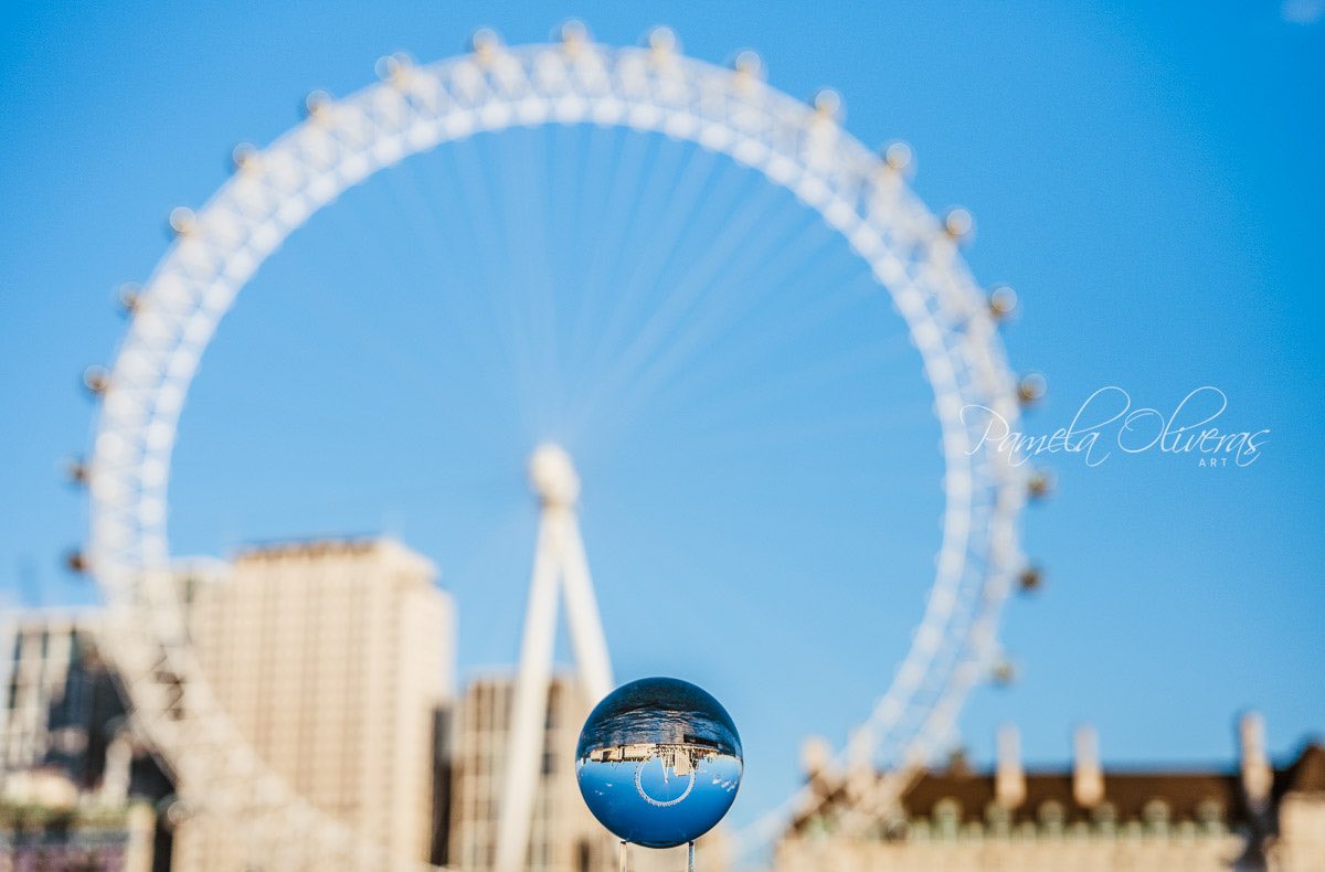 Upside down or right way up 🤔🇬🇧🪩💓 #london #londoneye #lensballphotography #pamelaoliverasart