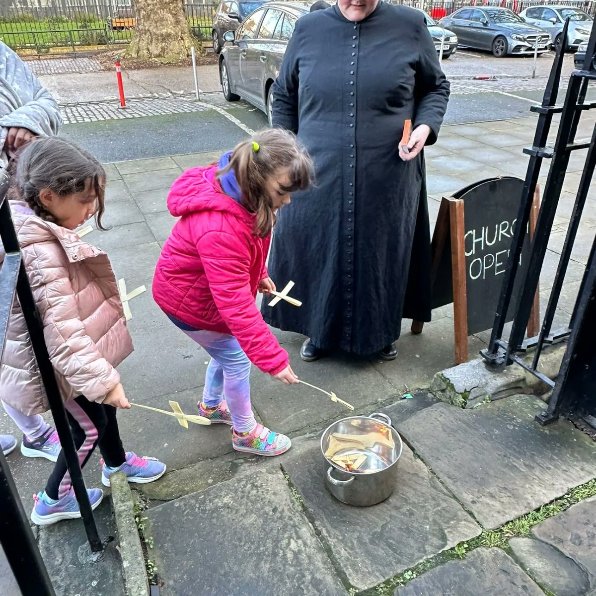 Some of our Sunday School helped burn the palm crosses which will make our ash for tomorrow's Ash Wednesday services. Come and remember that you are dust 1pm & 6.30pm #AshWednesday