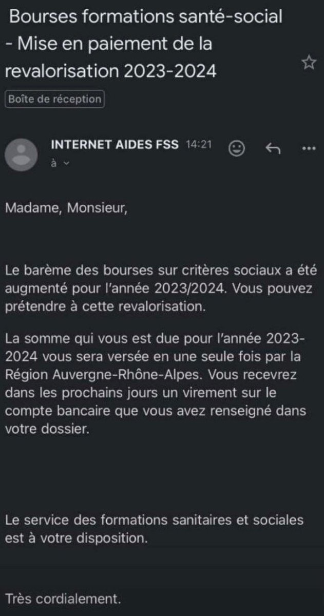 #Bourses | Victoire pour les #ESI de la région <a href="/auvergnerhalpes/">Auvergne-Rhône-Alpes</a> ! 
5 mois après la réforme des bourses les étudiants des #formations sanitaires et sociales vont enfin pouvoir en bénéficier. Encore une fois ces étudiants ont été marginalisés parce qu'ils ne dépendent pas du #CROUS