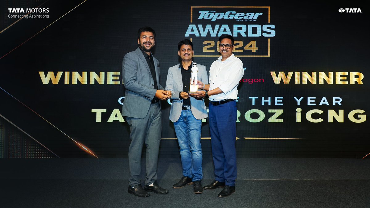 TataMotors_Cars's tweet photo. OMG! It's ALTROZ iCNG! 😮😍
We are thrilled to share that ALTROZ iCNG has won India's CNG car of the year at the prestigious TopGear Awards 2024! 🎉

#TataMotorsPassengerVehicles #ALTROZiCNG #OMGitsCNG #TataiCNG #CarOfTheYear #CNGCarOfTheYear #TopGear #TopGearAwards2024 https://t.co/Gbl4pFBYDz