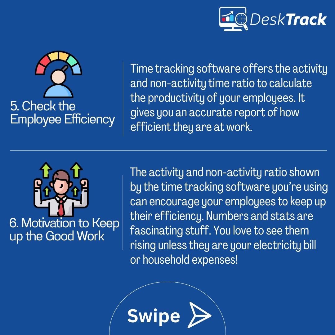 desk_track's tweet image. Time tracking software can be quite beneficial to small businesses.
Book A Demo : desktrack.timentask.com/time-tracking-…
#DeskTrack #timetrackingsoftware #employeemonitoringsoftware #workfromhome #remotework #employeeengagement #productivitytracker #saas #StrategicGrowth #EmployeePerformance