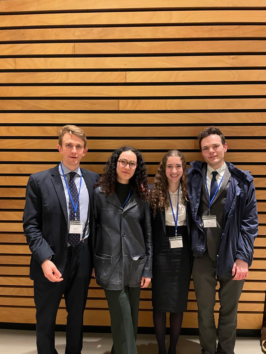 We are delighted to share that the City Law School team has qualified for the grand final of the European Law Moot Court competition! Congratulations to Laura Wilson, Luke Ilott, Aloysius Atkinson and Cameron Glynn 🎉