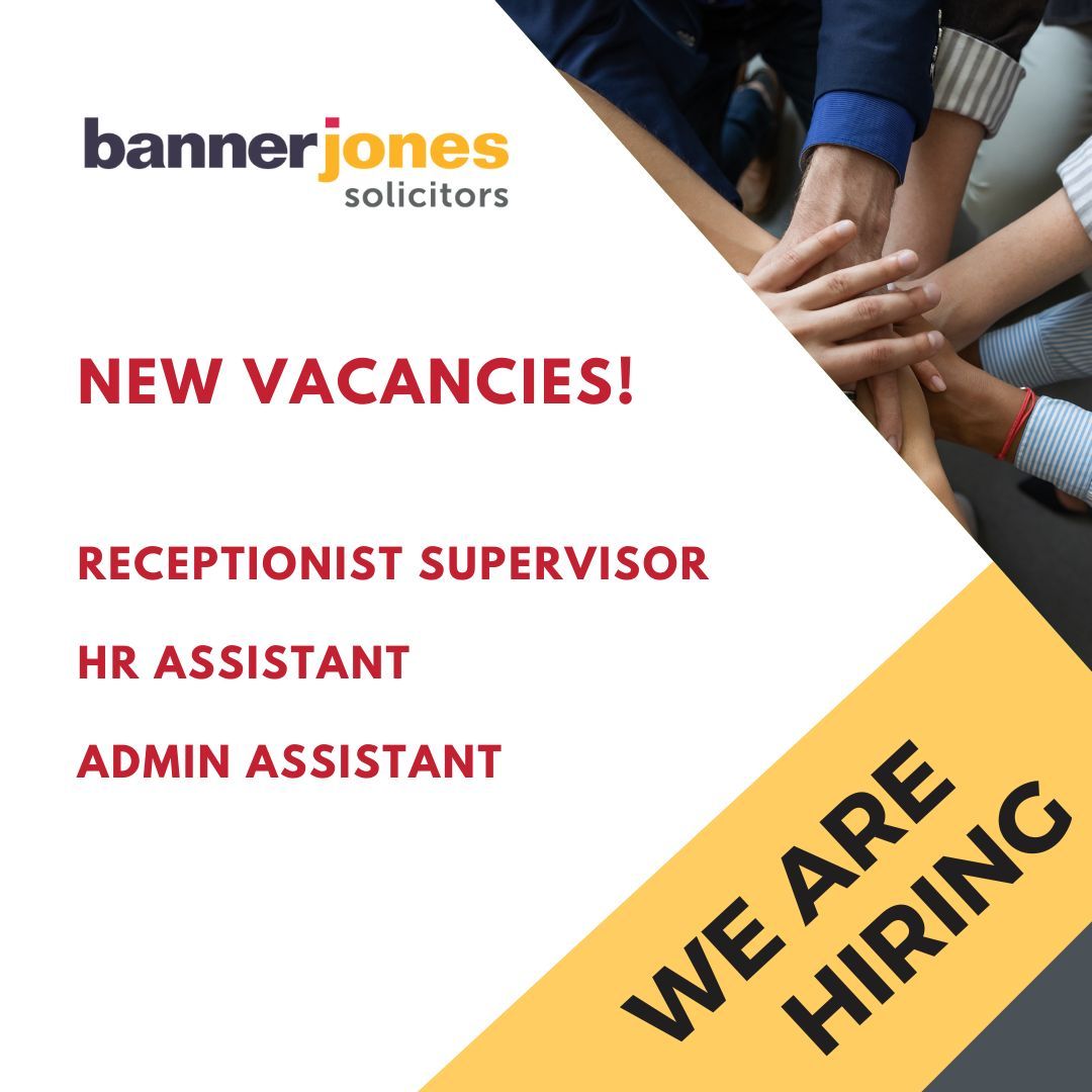 Vacancies! - It is not just legal professionals that we are hiring!

🔎 Find out more 
buff.ly/2Kk7j40 

#jobsderbyshire #jobschesterfield #legaljobs #adminjobs #chesterfielduk #jobsmansfield #mansfieldjobs #nottinghamshire #bannerjonessolicitors