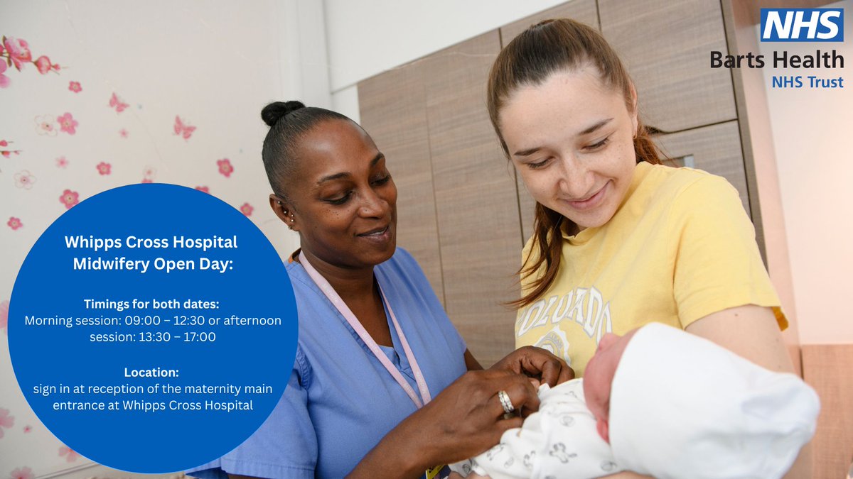 Are you a Student Midwife, Newly Qualified or Experienced Midwife keen to know more about #WhippsCross Hospital, we would love to invite you to our open day on the 15th and 22nd February. 🔎 Search Whipps Cross on Eventbrite for more details and reserve your spot now!