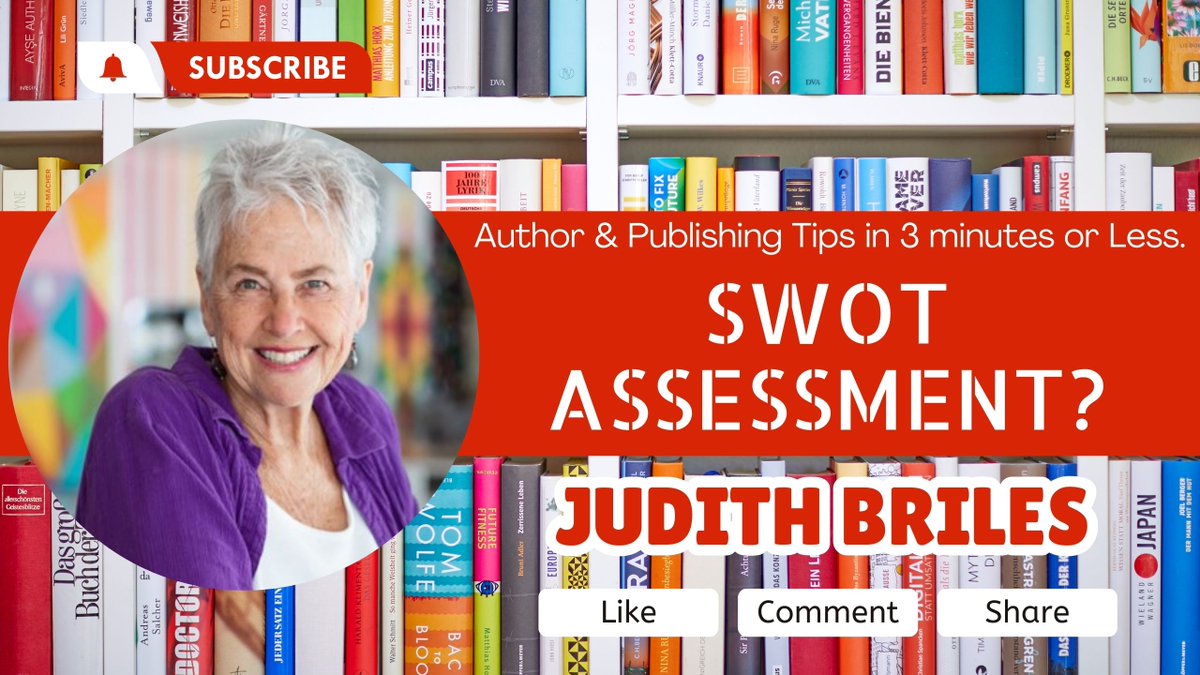 mybookshepherd's tweet photo. @SempaiGreg Subscribe for more #authortips!
Smart #authors do a SWOT assessment—identifying strengths, weaknesses, opportunities, and threats for themselves, their books, and publishing via @MyBookShepherd @JudithBriles https://t.co/Qrv4AKOC30 #SmartAuthors #writerslift #WritingCommunity https://t.co/EZBFnVOUSc