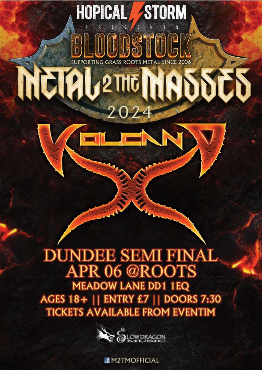 MetalVolcanox's tweet photo. We'd love to see all of you down the front and helping Volcano X progress to the finals with your votes. As usual we've got some exciting stuff we can't wait to show you! #bloodstock #bloodstockfestival #metal2themasses #m2tm #dundee #scotland #livemusic #heavymetal https://t.co/PtQpo20i36