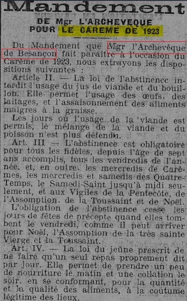 Les règles du carême :