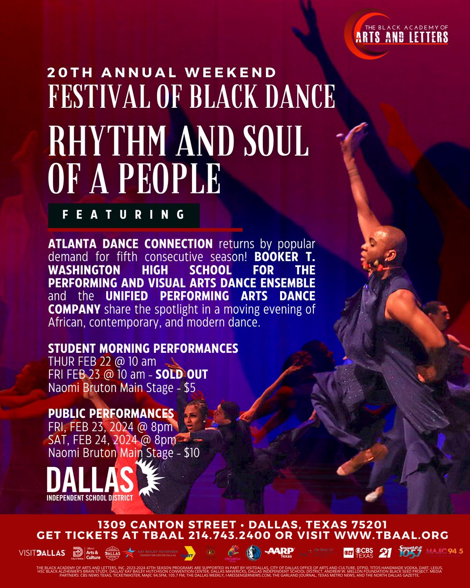 🎭🎊Let the good times roll at the 20th Annual Weekend Festival of Black Dance: Rhythm and Soul of a People! 🎭🎊 🎟️ 214.743.2400 | tbaal.org or ticketmaster.com #mardigras #neworleans #dallas #thingstodoindallas #thingstodoinnola