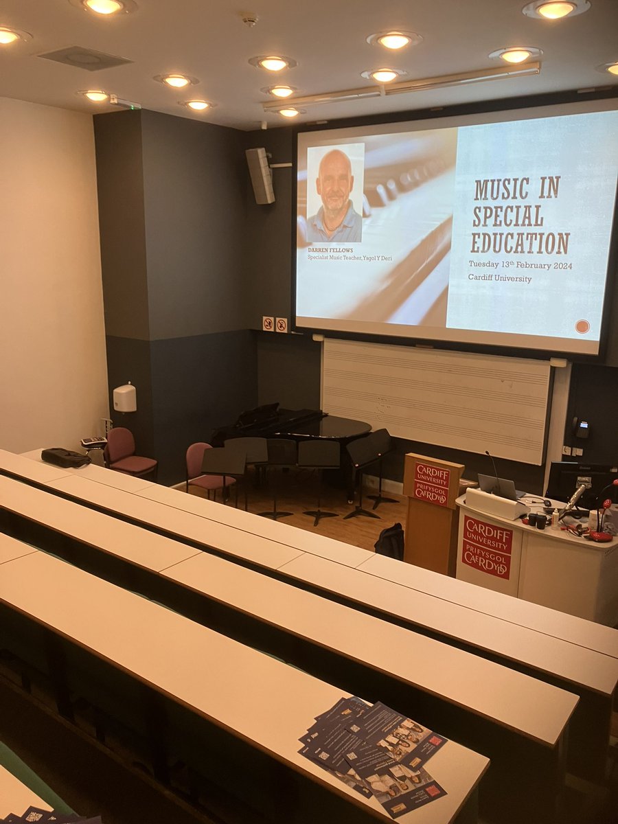 DFellowsMusic's tweet photo. Delighted to have given a lecture at Cardiff University this afternoon on Music in Special Education. Thank you to Dr Charles Wilson for this opportunity to speak with your music students on this subject! https://t.co/4ZFgcENiGW