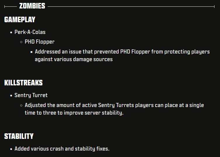 CoDZombHistory's tweet photo. February 13 - Season Two Patch Notes #MWIIII Zombies https://t.co/UhqHfuUwfD
