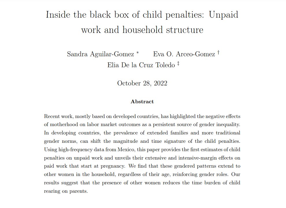 DaveEvansPhD's tweet photo. Having kids doesn't just affect moms: "Women in the household, including girls and the elderly, experience a 5-10 hours increase in unpaid labor, depending on their age group. Meanwhile, boys and older men experience no change." https://t.co/P943WDJoFO Evidence from Mexico https://t.co/bBCM79oJxX