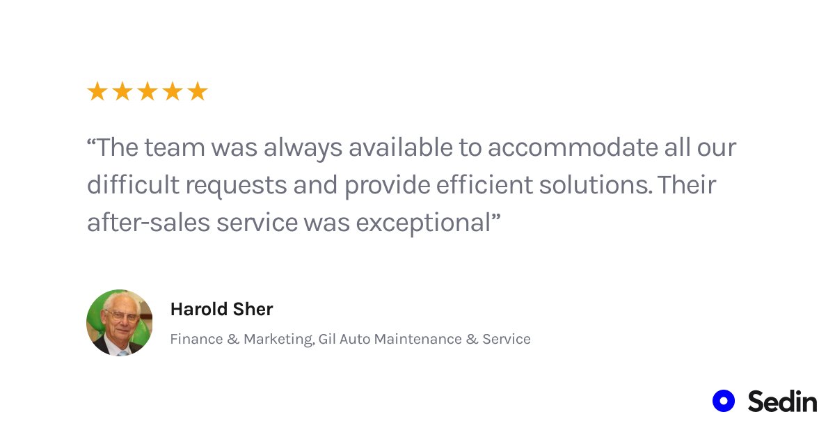 SedinTech's tweet image. We&apos;re over the moon with gratitude!

Our fantastic client, GilAuto, recently shared their experience with our #technologyConsultingservices &amp;amp; we couldn&apos;t be happier!

Check out their #review👇

#ClientTestimonial #BusinessTransformation #ApplicationDevelopmentServices #B2B #Saas