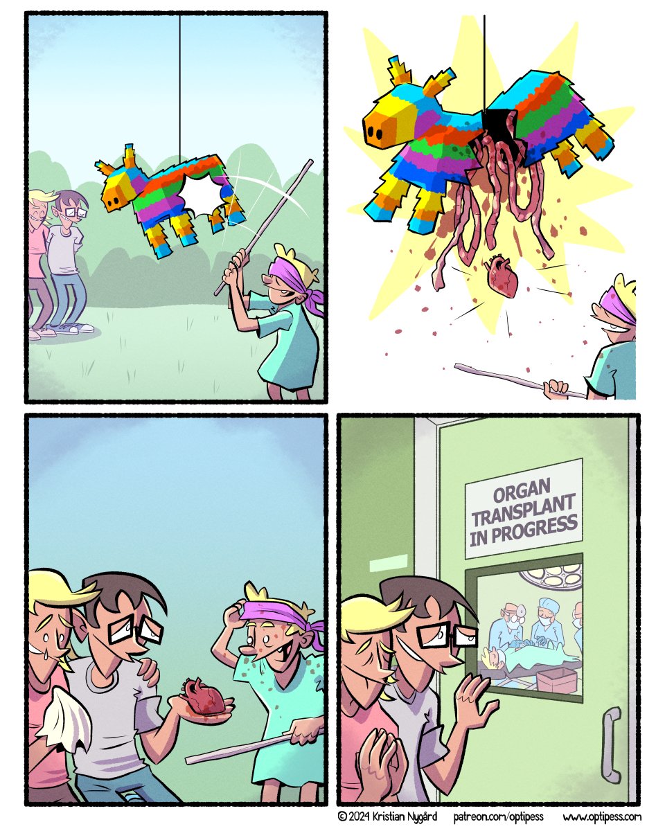 New Optipess comic! 'Piñata Surprise' patreon.com/optipess