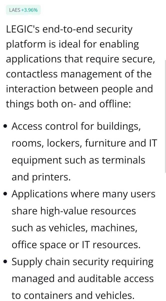 🚀 $LAES x #LEGIC: A partnership to watch! Enhanced security solutions on the horizon, covering everything from office access to supply chain management. $LAES volume is spiking – could this be the next big thing in security tech? Stay tuned! #SecurityTech #VolumeTrading #Stocks