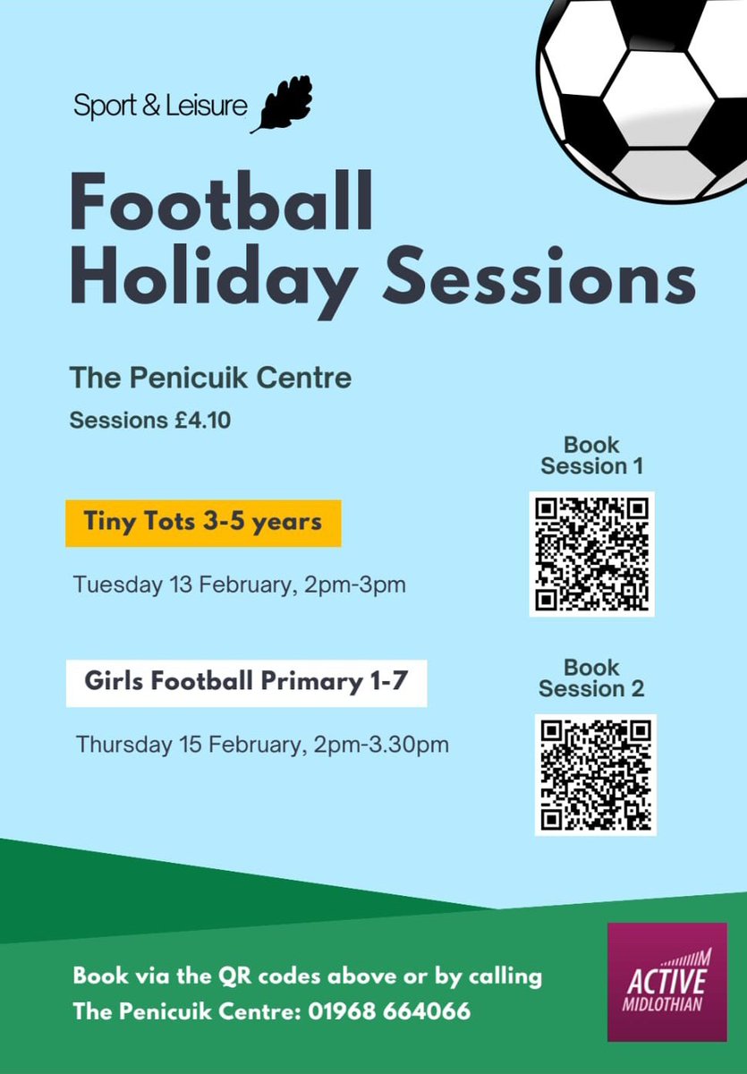 Mid_Football's tweet image. Well done to our 3-5 year olds at our holiday session at Penicuik Leisure Centre 👏🏻⚽

Still a few spaces left for our girls holiday session Thursday ⚽
