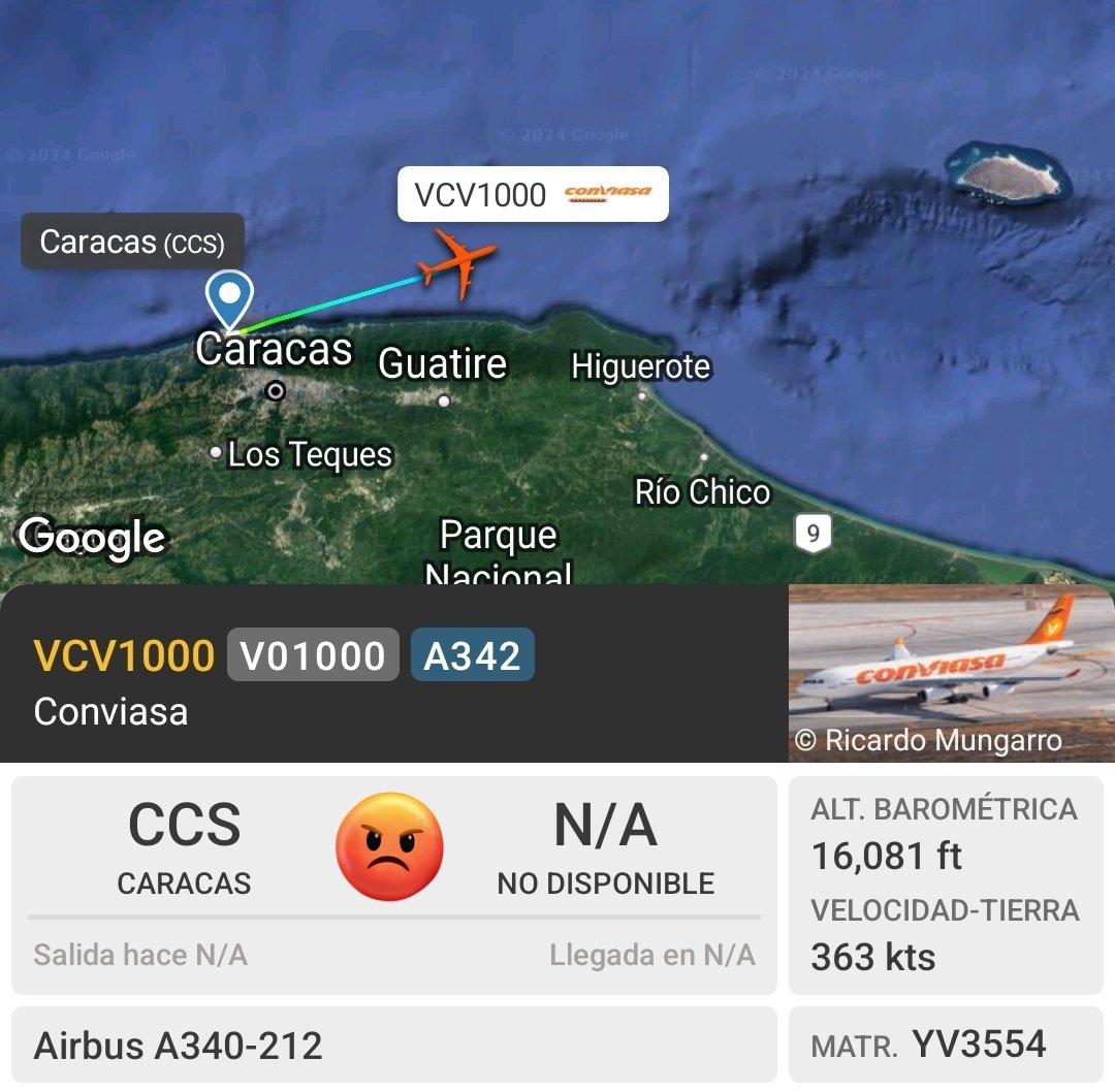 Arr3ch0's tweet photo. Interesante número de vuelo VCV1000 del Conviasa #YV3554
¿"VIP" A bordo? https://t.co/dUhpFrUAp7