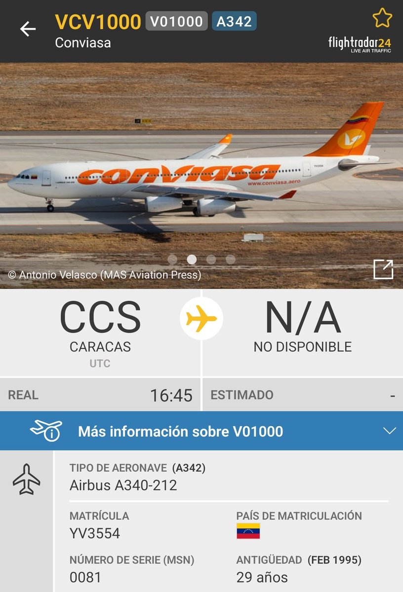 Arr3ch0's tweet photo. Interesante número de vuelo VCV1000 del Conviasa #YV3554
¿"VIP" A bordo? https://t.co/dUhpFrUAp7