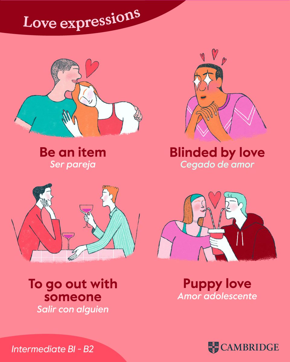 CambridgeEngSP's tweet photo. ¡Hoy os enseñamos algunas expresiones relacionados con el amor! 😍
¿Quieres aprender muchos más? Entra a nuestro post del blog https://t.co/e1xNaQHbXW
#Cambridgeblog #Cambridge #sayings #idioms #Sanvalentin #BlogCambirdgeSpain #ImagenCambridgeSpain https://t.co/o0ey2olK19