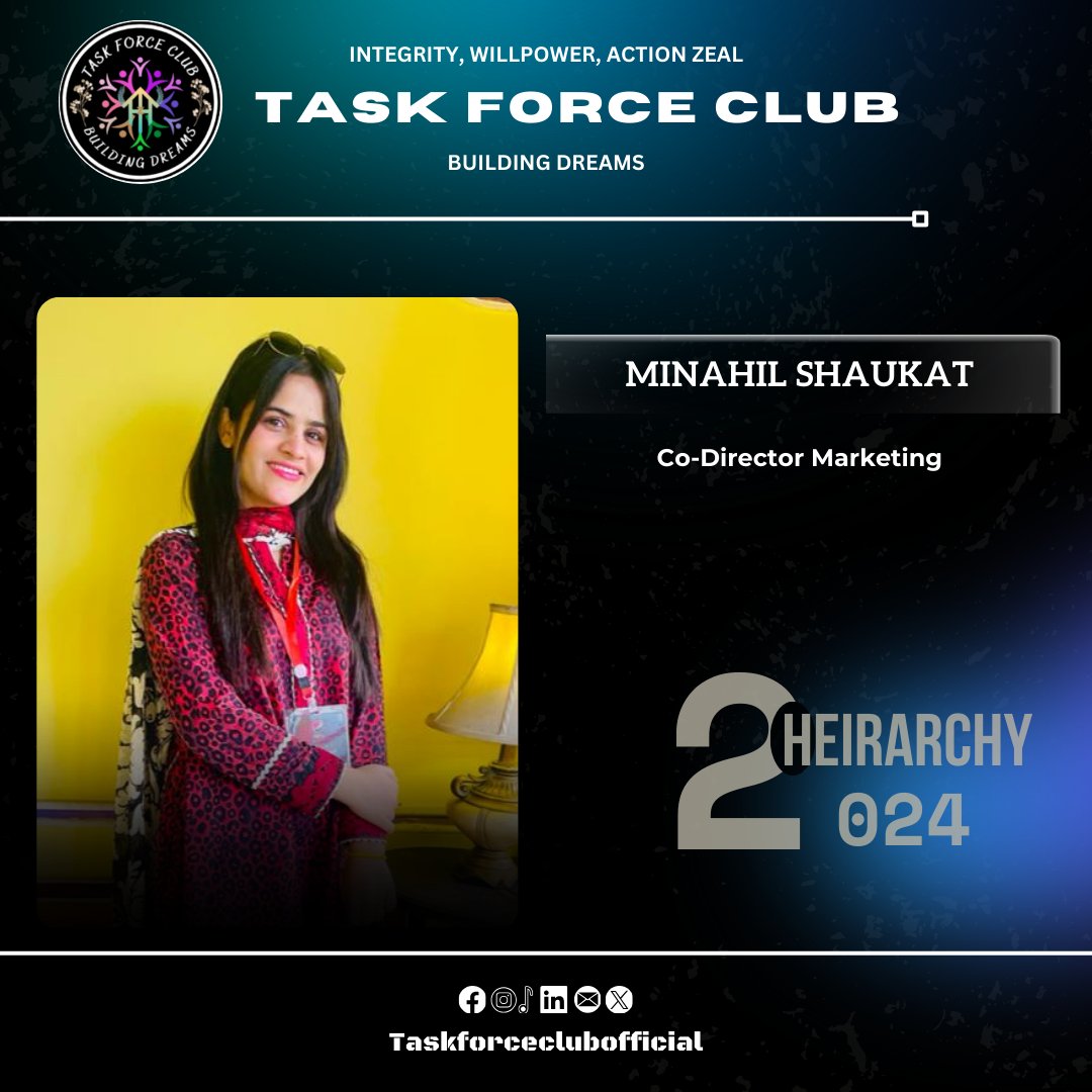 taskforceclub's tweet photo. Proudly presenting our Hierarchy for the year 2024! 🎉
.
.
#hierarchy #lahore #Pakistan #IWAZ #TFC #taskforceclub https://t.co/r6nNZLxVaN