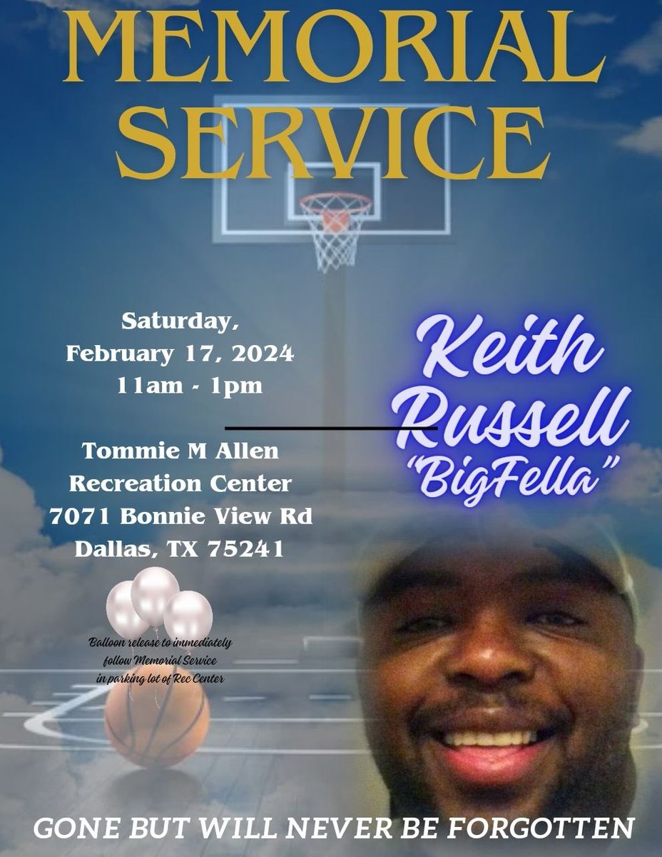 We will be celebrating the life and legacy of Coach Coach Keith Russell on Saturday, February 17th. Please come out &amp; share your favorite memories. Join us in honoring the "Big Fella".