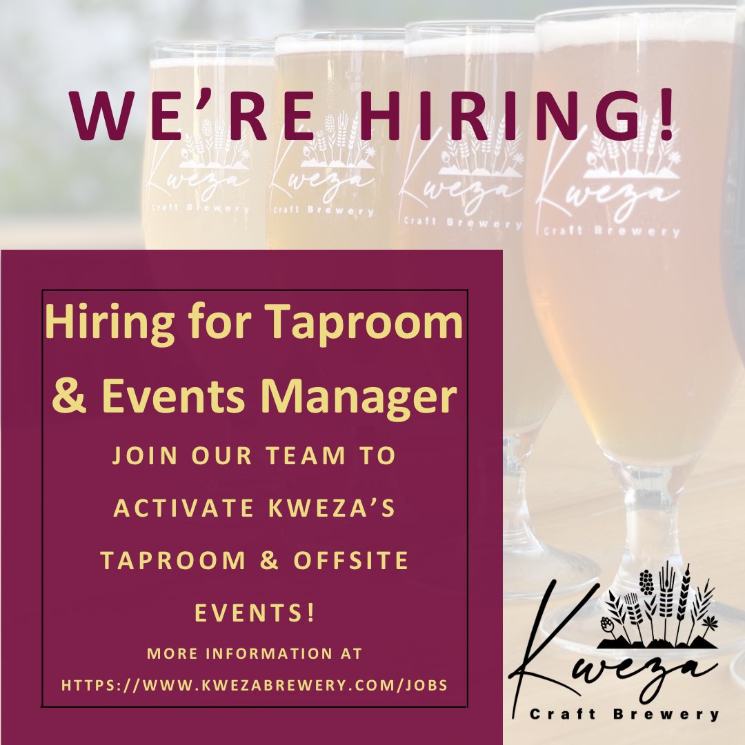 KwezaBrewery's tweet photo. We’re hiring for a taproom &amp; events manager to help us drive Rwanda’s first craft beer tasting room! https://t.co/9xTKtUmKpG
#hiring #rwanda #craftbeer #fandb #hospitality #tourism #womenowned #jobsinrwanda https://t.co/50QFSXUSFF