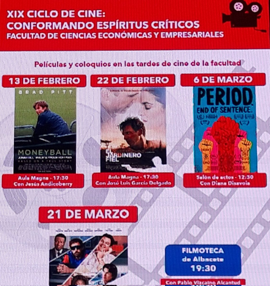 Píldoras de @jandicoberry en Ciclo de Cine <a href="/ftaadcee_ab/">Facultad de Ciencias Económicas y Empresariales AB</a>: "Si no tenéis datos sólo tenéis una opinión"
"No va a ser el robot el q os quite el puesto de trabajo, sino la persona q interactúe mejor con él"
"Teneis q tener competencias en el análisis de datos para futuro profesional"