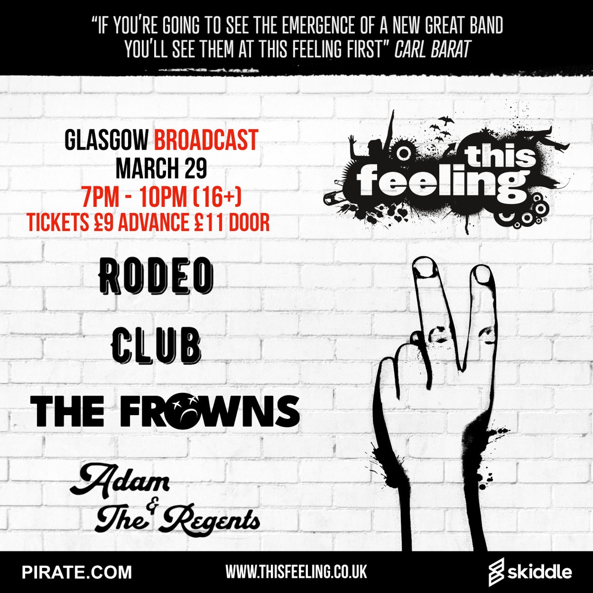 Full line up just announced 🎸 Mar 29 Glasgow @BroadcastGLA w/ @rodeoclubband @TheFrowns & #AdamandtheRegents 🎟️ skiddle.com/e/38039850