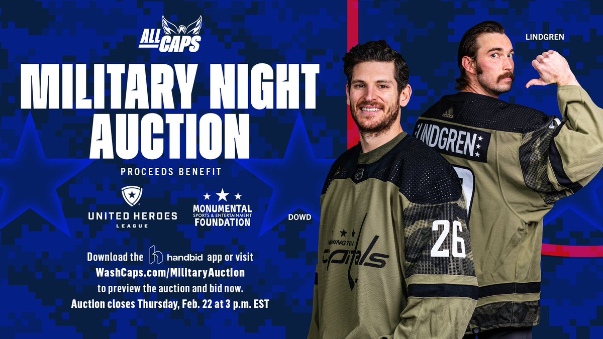 Our @Capitals Military Night Auction benefiting @United_HL and MSEF is open! Bid on autographed, camouflage jerseys and pucks NOW at WashCaps.com/MilitaryAuction Proceeds will help ensure that children of military members are afforded every opportunity to participate in sports.