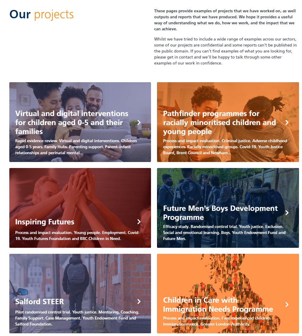 📢We've just launched a new section of our website. OUR PROJECTS talks about some of the challenges that our clients are facing and how we are helping them by generating evidence about 'what works' and how best to improve outcomes. Read more at: cordisbright.co.uk/projects