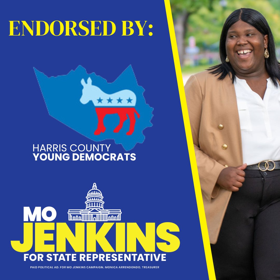 mo4texas's tweet photo. I am proud to have the endorsement of the @harrisyds! We are building a coalition of Democrats who are dedicated to serving the community and producing real change. Glad to be with my fellow young dems as we bring #MoSolutions to #HD139. https://t.co/9BpnNKylGV https://t.co/ekJPC6WZUH