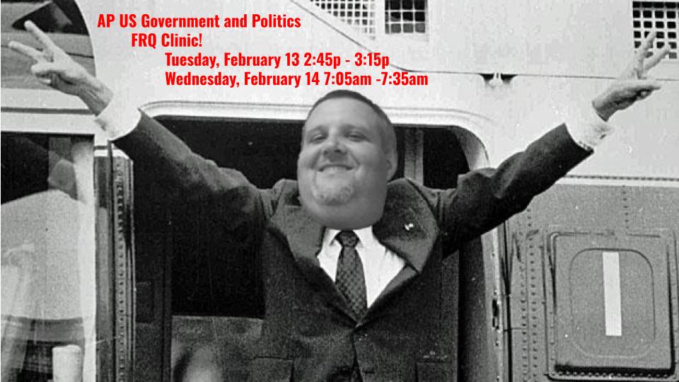 Mr_C_in_122's tweet image. #LPAPGov

Don't forget!  Workshop today and tomorrow  to help improve FRQ writing for the AP exam!