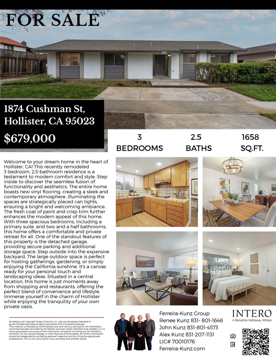 FerreiraKunzGrp's tweet image. #NewListing! 🏠📢
Don&apos;t miss out on this opportunity to be at the forefront of San Benito County&apos;s evolution. Contact us today to discuss how you can be part of shaping its promising future!

#CollaborativeDevelopment #GrowthStrategy #CommunityPartnerships #houses #homes #family
