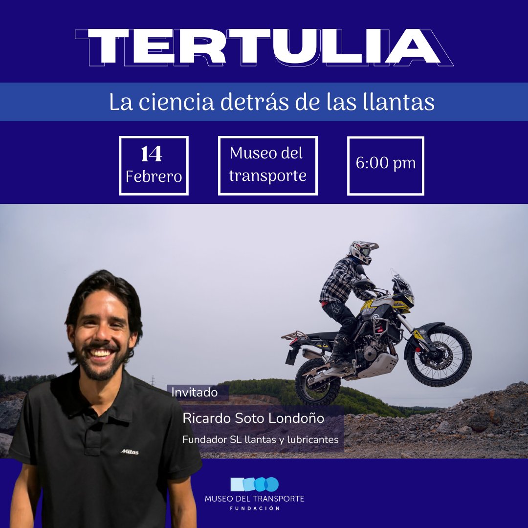TransporteMuseo's tweet photo. Únete este miércoles 14 a nuestra tertulia sobre llantas: ¿Cómo leer la información en ellas y cómo su diseño se adapta al uso? 🛣️ ¡Aprende todo para maximizar su rendimiento! 🌟

#TertuliaLlantas #ConocimientoAutomotriz 📅 https://t.co/YQN0bHbrxu