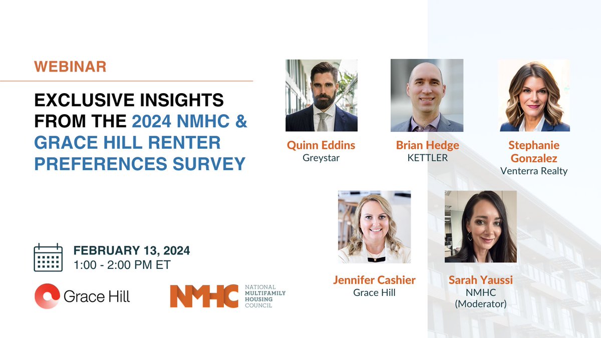 Today at 1 PM ET: Are you ready to unlock the secrets to resident happiness and redefine the rental experience? Join us for a new webinar as we unveil the hottest trends and unparalleled insights gathered from over 172,000 renters across the nation. nmhc.org/meetings/calen…