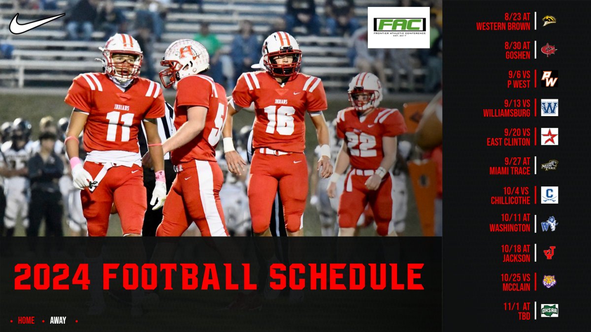 Football schedule is finalized for 2024. #gohhsindians