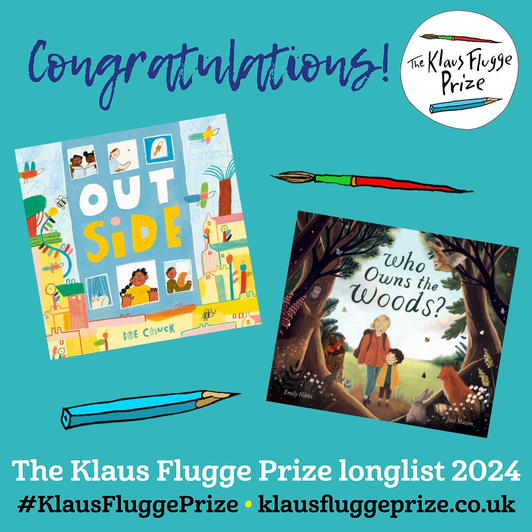 We are very excited to share that OUTSIDE and WHO OWNS THE WOODS? have been longlisted for the #KlausFluggePrize – congratulations all!🎉

@KlausFluggePr @bouncemarketing #kidsbooks #picturebooks