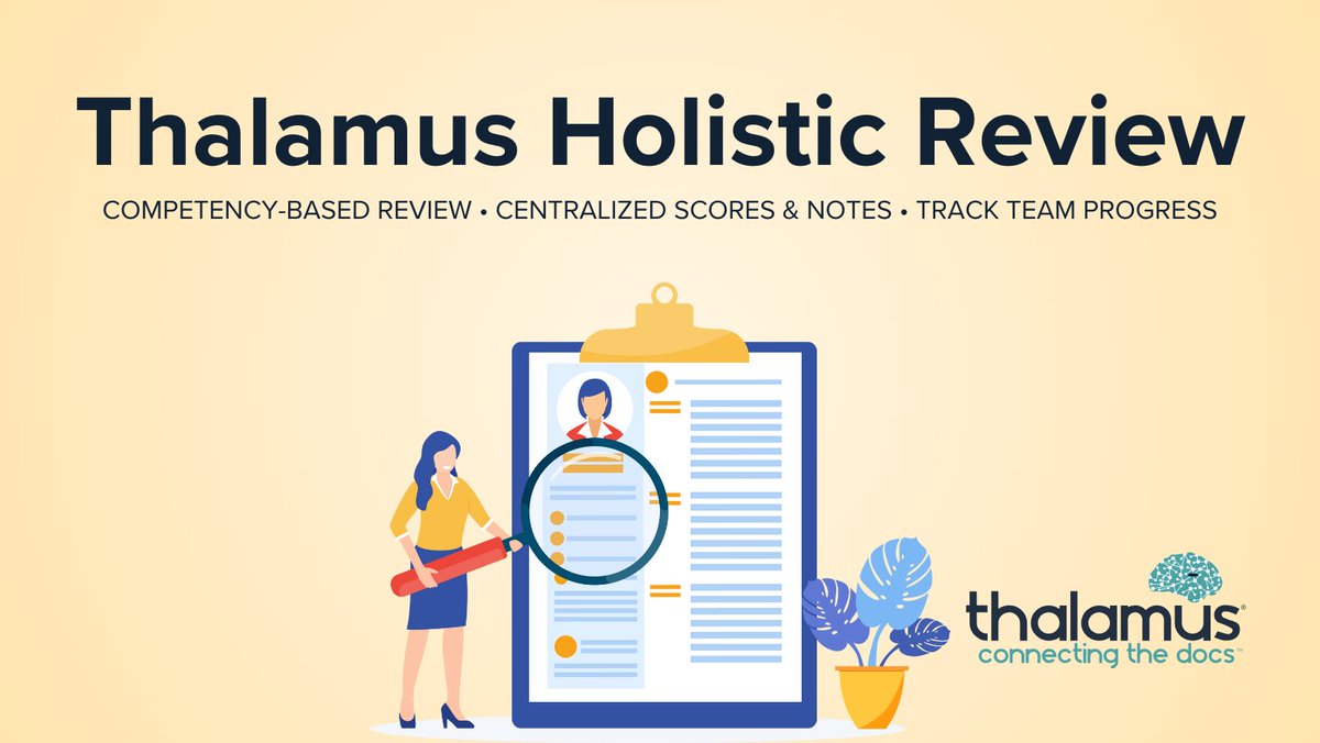 We are proud to launch Thalamus Holistic Review! Tested by 50+ GME programs this past year, our new competency-based assessment tool is being released to all Thalamus programs! 

Learn more: hubs.ly/Q02kVQfc0 

#GME #MedEd #ThalamusHolisticReview #MedTwitter