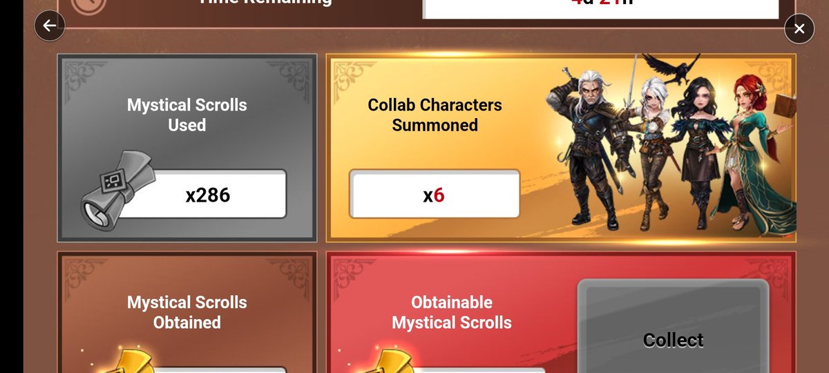 otaku_zombies's tweet photo. @summonerswarapp is there a bug with the sp summon? I've easily Summoned over 300 times and only got 6 collab mons 1 was given via the event and 2 were from Witcher scrolls. I've Summoned 5 nat 5s so far abd bone have been collab mons. Isn't the rate like 1/4 nat 5 a collab mon? https://t.co/tn4DHzHHIS