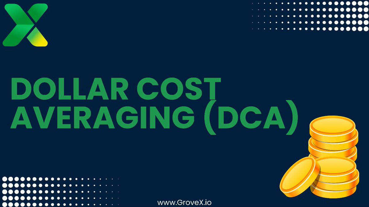What is dollar-cost averaging in crypto❓️ Dollar-cost averaging (DCA) means  making smaller, equal investments on an ongoing basis, instead of making  large or irregular crypto buys. #GroveX #Crypto #Education #Investment  #Strategy #Finance