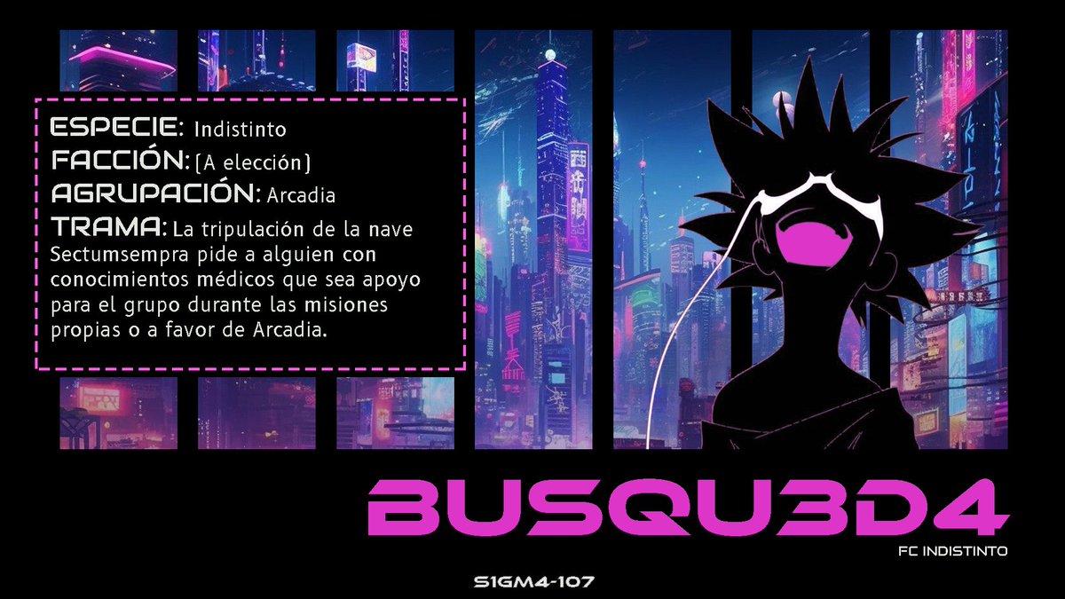 ㅤ
 ㅤ( 📻 )ㅤ𝕊𝗘 𝔹𝗨𝗦𝗖𝗔 .ᐟ.ᐟ

Alguien a favor de 𝗔𝗿𝗰𝗮𝗱𝗶𝗮 y con conocimientos médicos para la tripulación del 𝘚𝘦𝘤𝘵𝘶𝘮𝘴𝘦𝘮𝘱𝘳𝘢 (compuesta por 3 personajes).

➡️ ¿Te interesa ocupar esta trama o necesitas más información? ¡DMs abiertos para recibirte! 💫
ㅤ