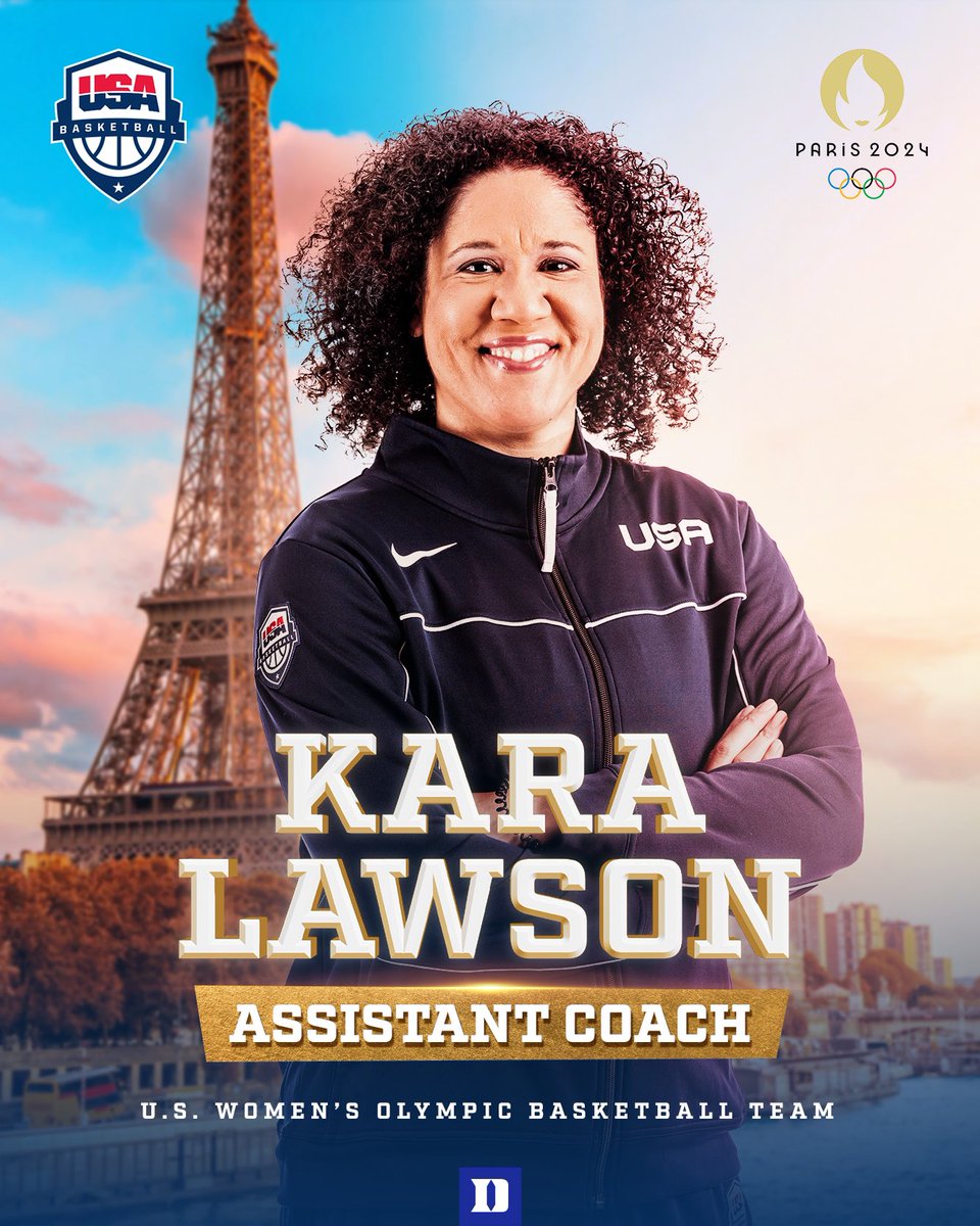 Paris bound! Kara Lawson will serve as assistant coach for the USA Basketball Women’s National Team at the 2024 Paris Olympics. @karalawson20 x #USABWNT 🇺🇸