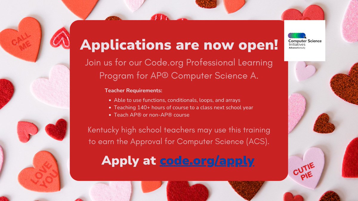🌟 Calling all educators! 🌟 Ready to inspire future tech leaders? Join @AdvanceKentucky 's AP Computer Science A Professional Learning Program! Elevate your teaching with resources, support, and collaboration opportunities. Let's empower students together! @KyDeptofEd