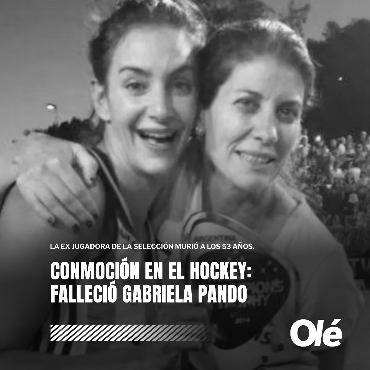 DiarioOle's tweet photo. EL HOCKEY NACIONAL ESTÁ DE LUTO ⚫🏑

🇦🇷 A los 53 años, falleció Gabriela Pando, histórica jugadora de la Selección Argentina. En 1995 se coronó con la medalla de oro de los Juegos Panamericanos de Mar del Plata y participó de los Juegos Olímpicos de Atlanta 1996 https://t.co/uXxlPkQcfh
