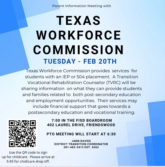 Friendswood ISD on X: "Special Education Parents - mark your calendar for  the next information session! https://t.co/1om5ZHhs7Y" / X